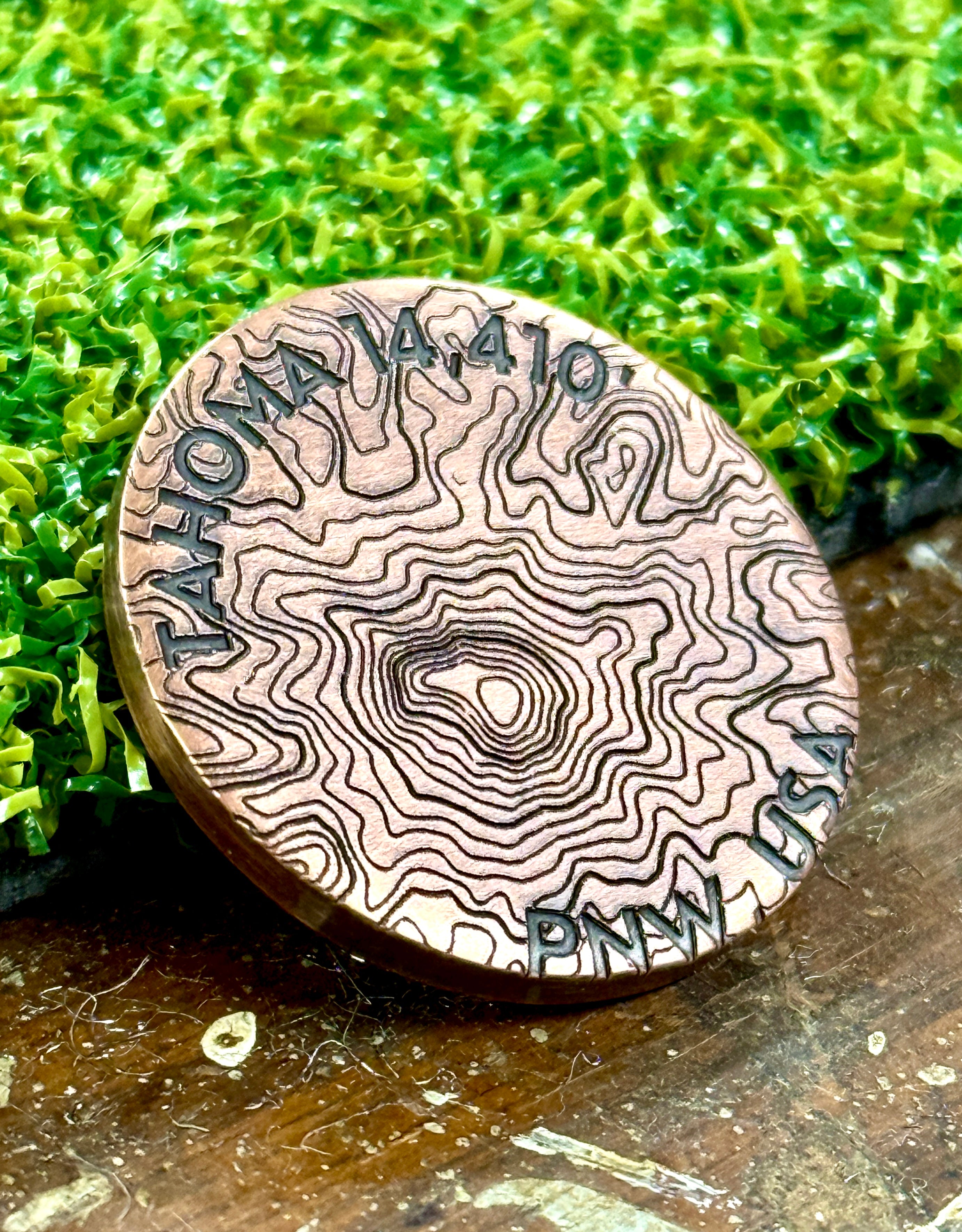 Topographical Tahoma Copper Ball Marker